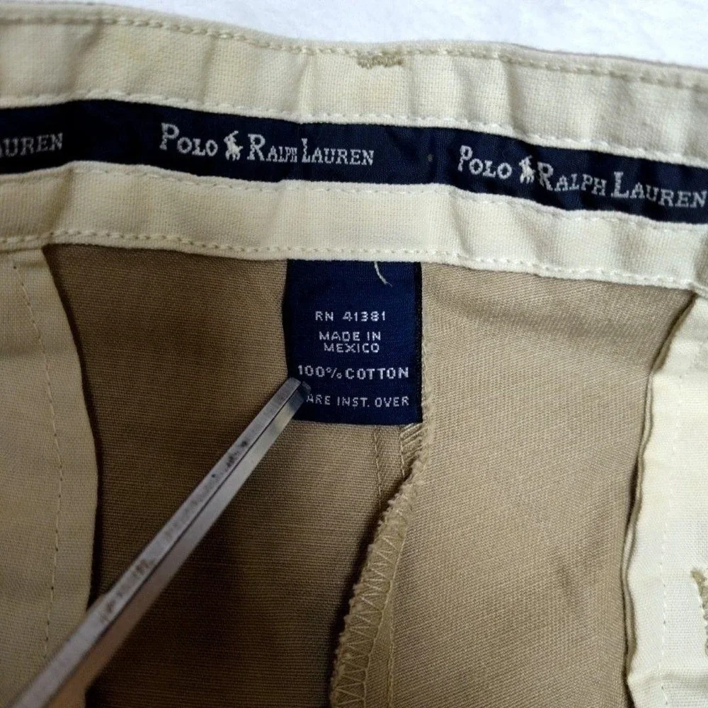 Vintage Polo Ralph Lauren Pants Mens 30x28 Beige Chino Pleated Straight Classic